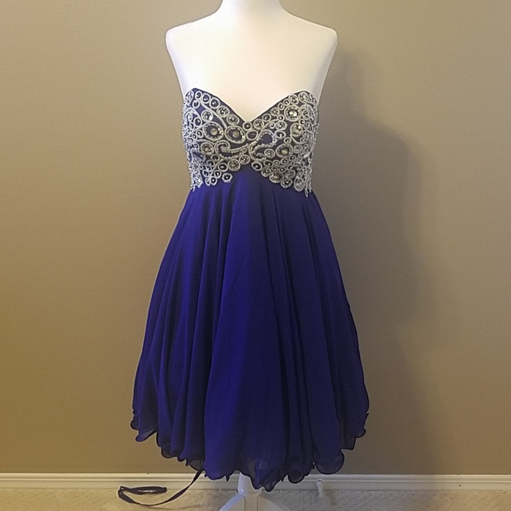 Blue Gown with Decorative Bodice
